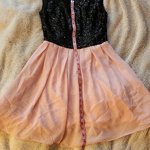 B Darlin SZ9 Navy Blue/Pale Pink Sequin Party Cocktail Dress - Picture 10 of 13